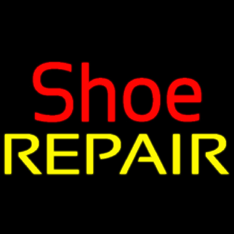 Red Shoe Yellow Repair Neon Skilt