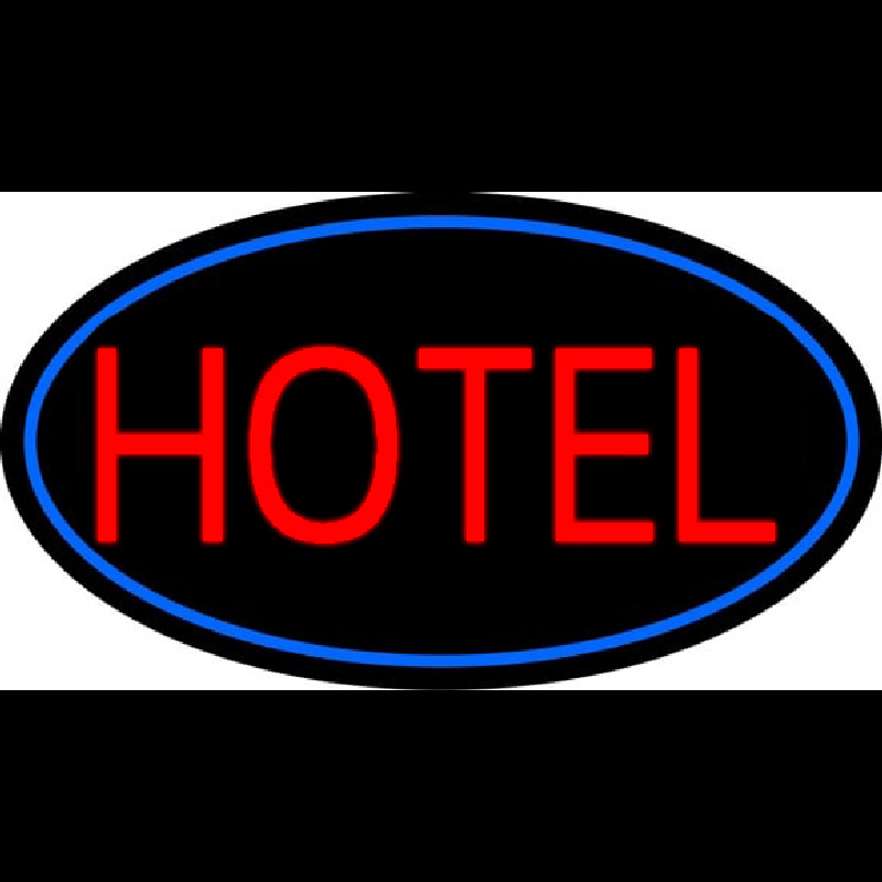 Red Simple Hotel With Blue Border Neon Skilt