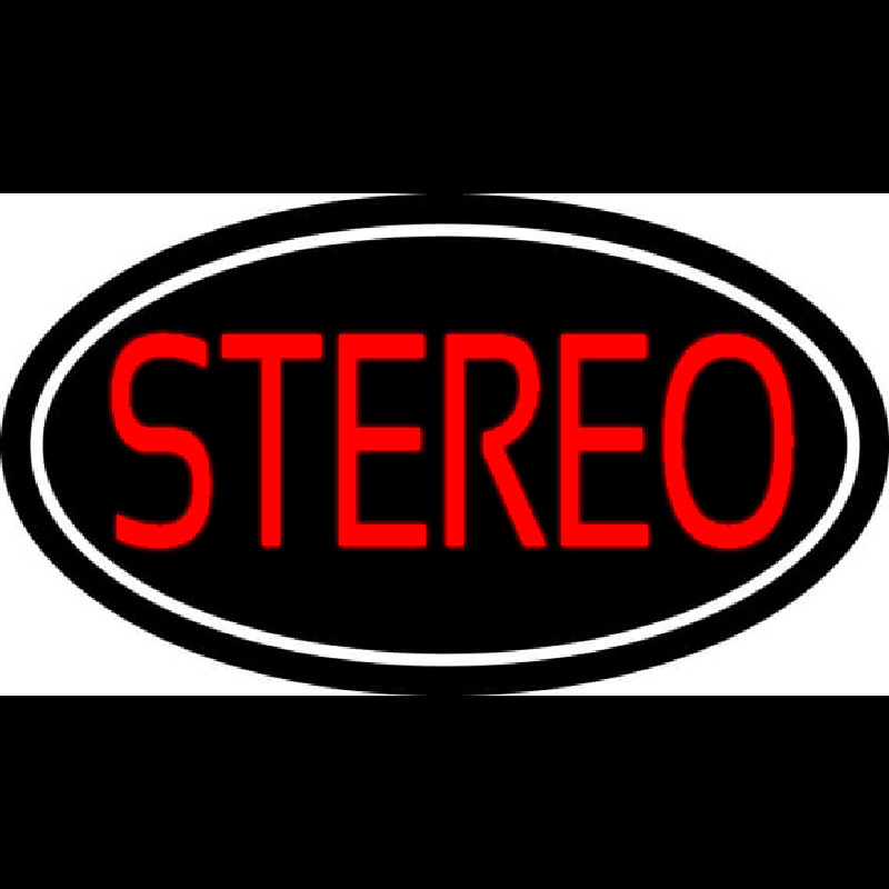 Red Stereo Block White Border 1 Neon Skilt