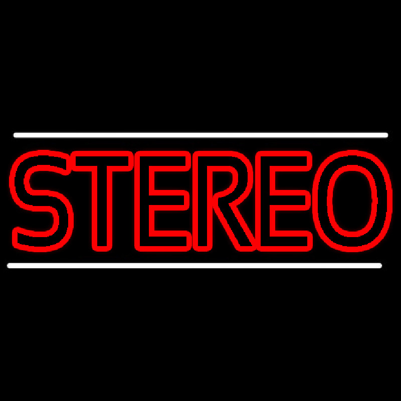 Red Stereo Block White Line Neon Skilt