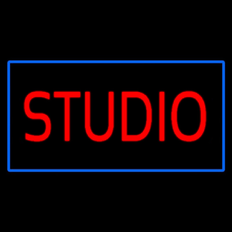 Red Studio Blue Rectangle Neon Skilt