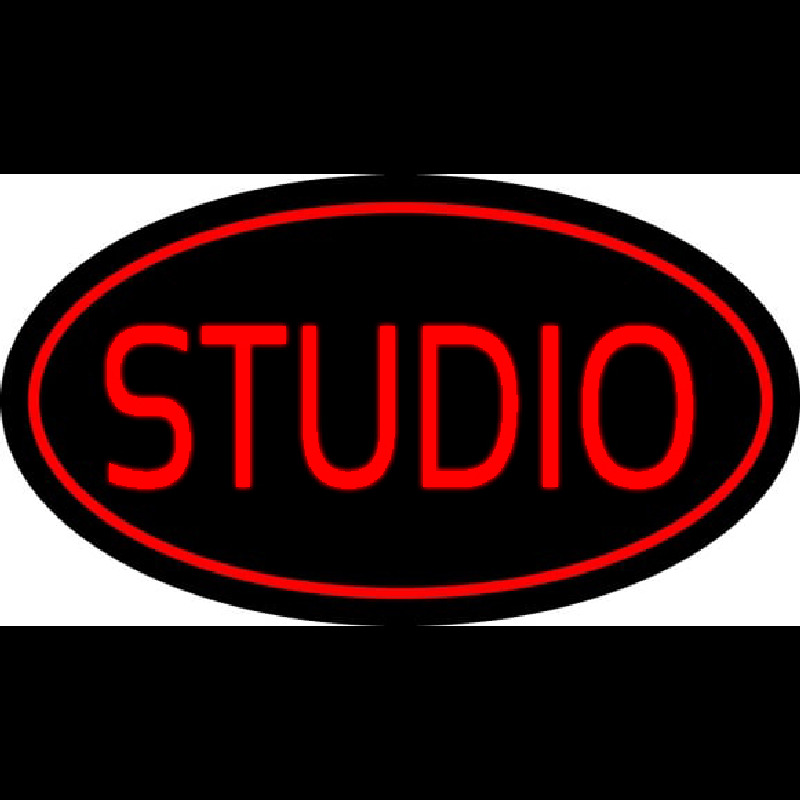 Red Studio Oval Neon Skilt