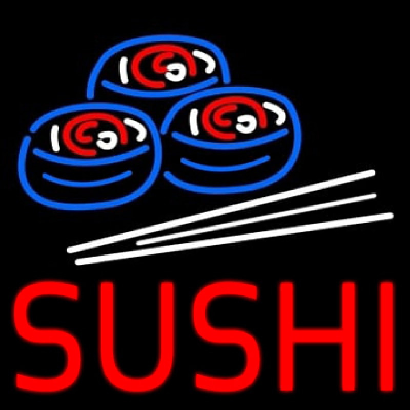 Red Sushi With Sushi Logo Neon Skilt