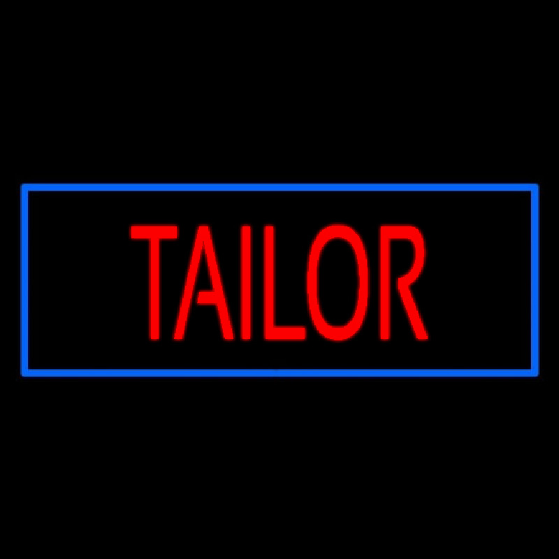 Red Tailor With Blue Border Neon Skilt