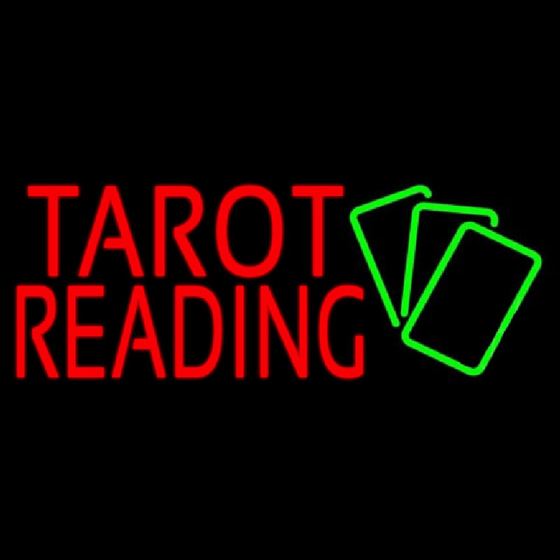 Red Tarot Reading Green Cards Neon Skilt