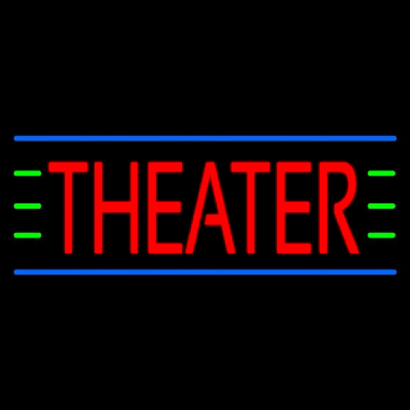 Red Theater Blue And Green Lines Neon Skilt