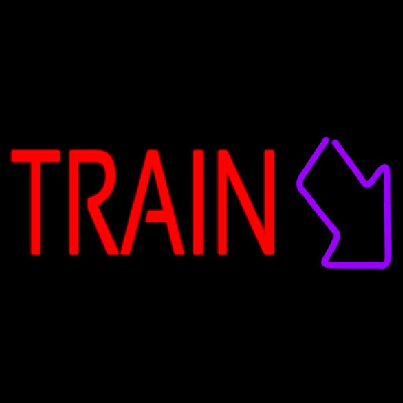 Red Train With Arrow Neon Skilt