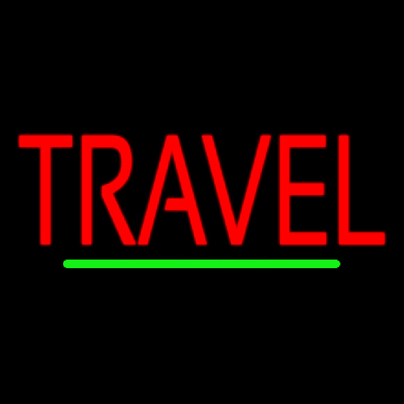 Red Travel Green Line Neon Skilt