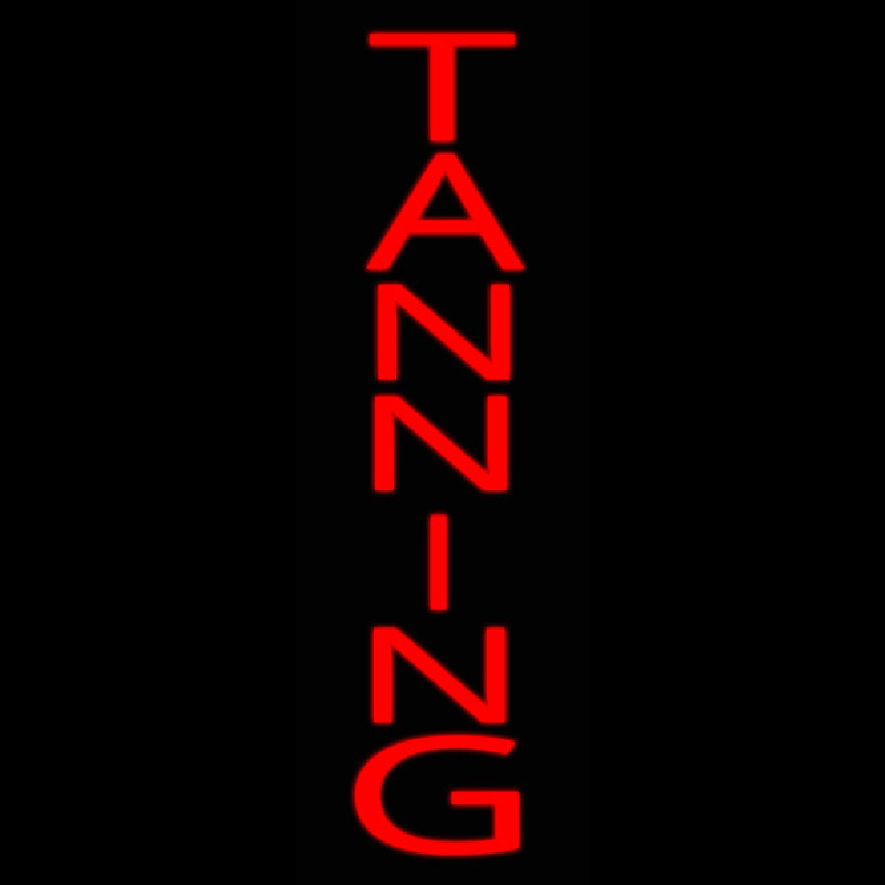 Red Vertical Tanning Neon Skilt