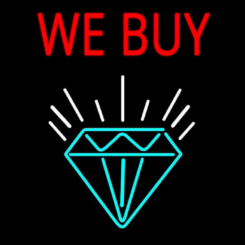 Red We Buy Diamond Logo Neon Skilt