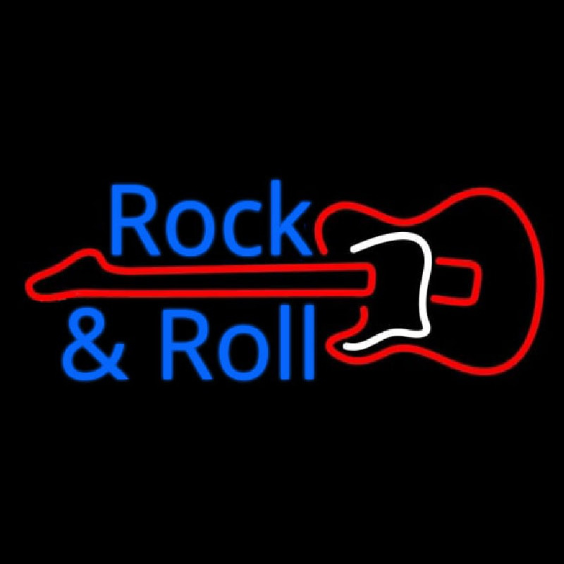 Rock And Roll With Guitar 2 Neon Skilt
