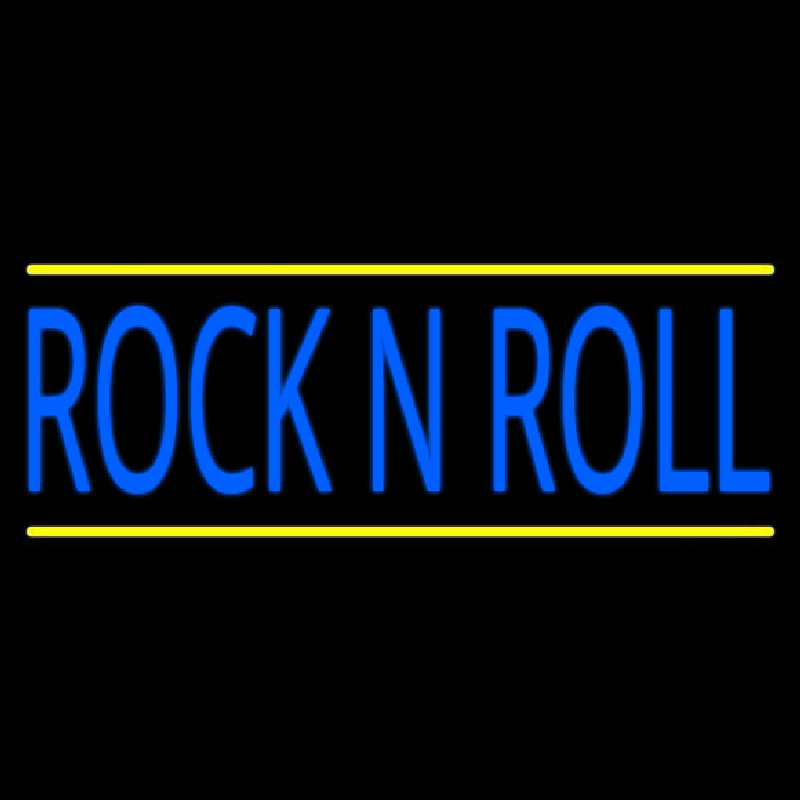 Rock N Roll Block Blue Border 2 Neon Skilt