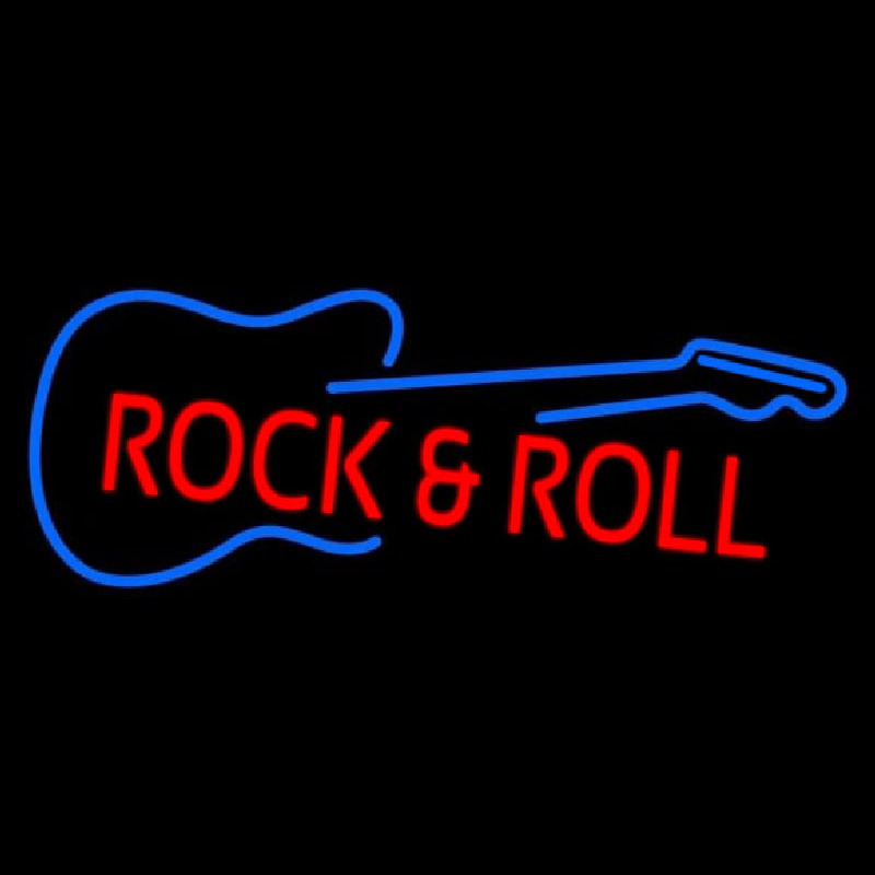 Rock N Roll Guitar Neon Skilt