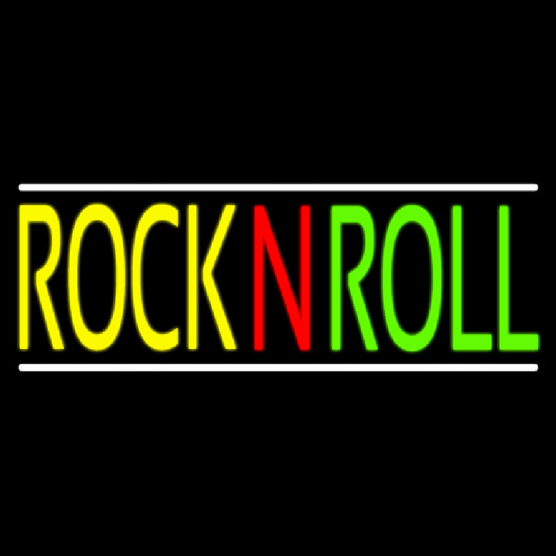 Rock N Roll With White Line Block Neon Skilt