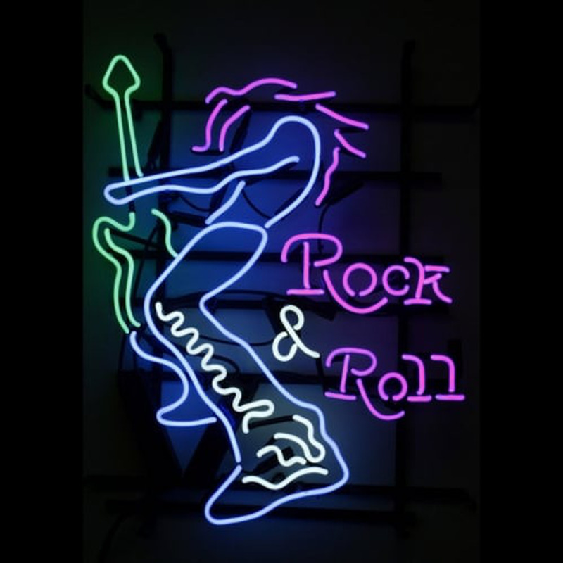 Rock Roll Electric Guitar Player Neon Skilt
