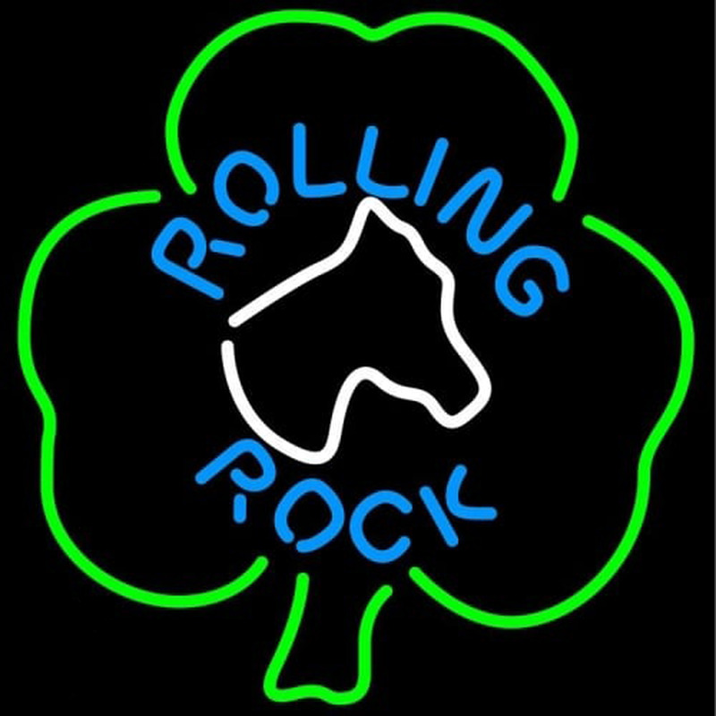 Rolling Rock Horsehead Shamrock Neon Skilt