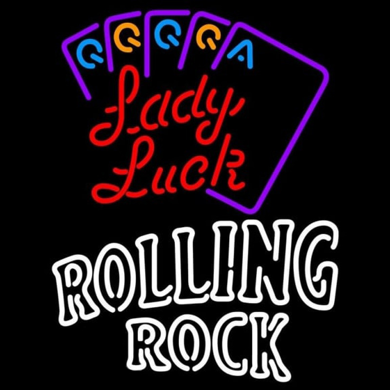 Rolling Rock Lady Luck Series Beer Sign Neon Skilt