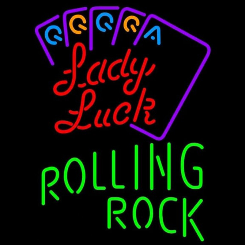 Rolling Rock Lady Luck Series Beer Sign Neon Skilt