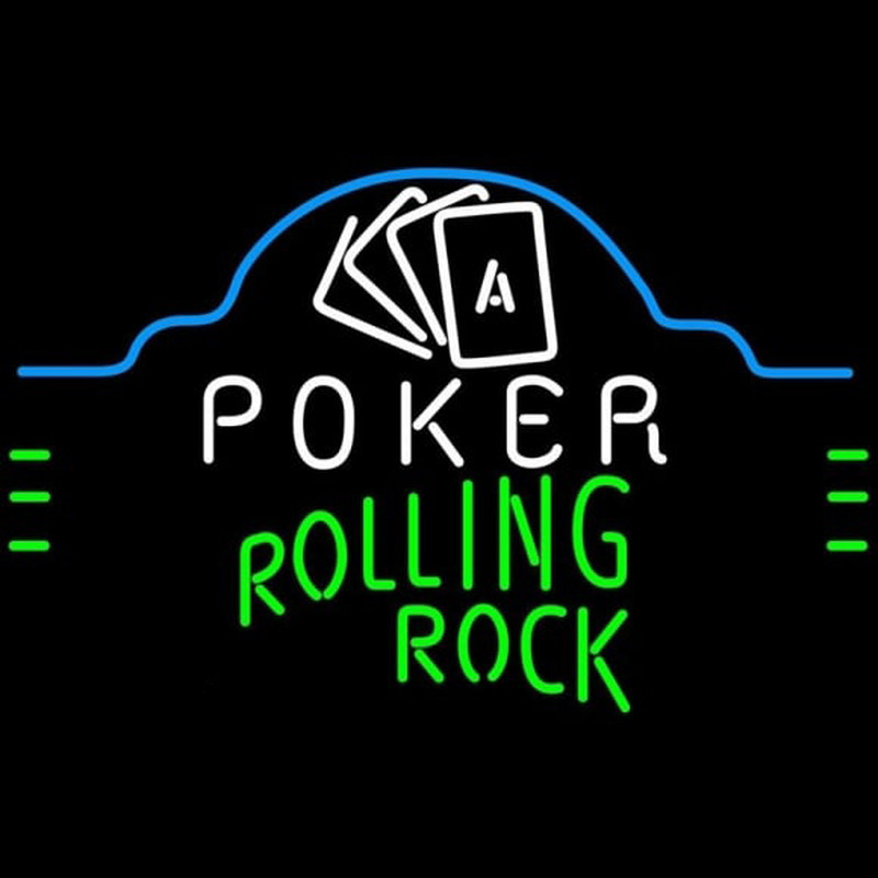 Rolling Rock Poker Ace Cards Beer Sign Neon Skilt