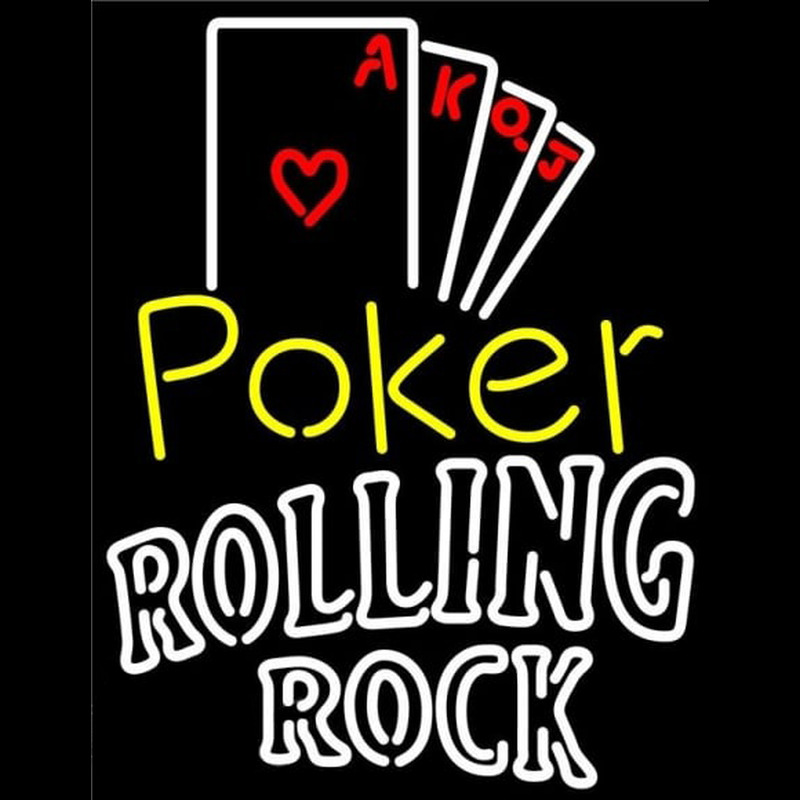 Rolling Rock Poker Ace Series Beer Sign Neon Skilt