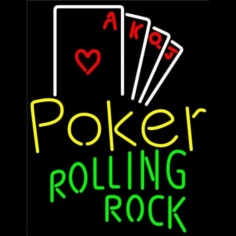 Rolling Rock Poker Ace Series Beer Sign Neon Skilt