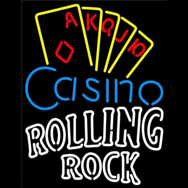 Rolling Rock Poker Casino Ace Series Beer Sign Neon Skilt