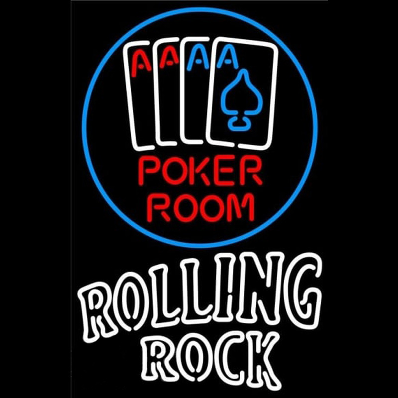 Rolling Rock Poker Room Beer Sign Neon Skilt