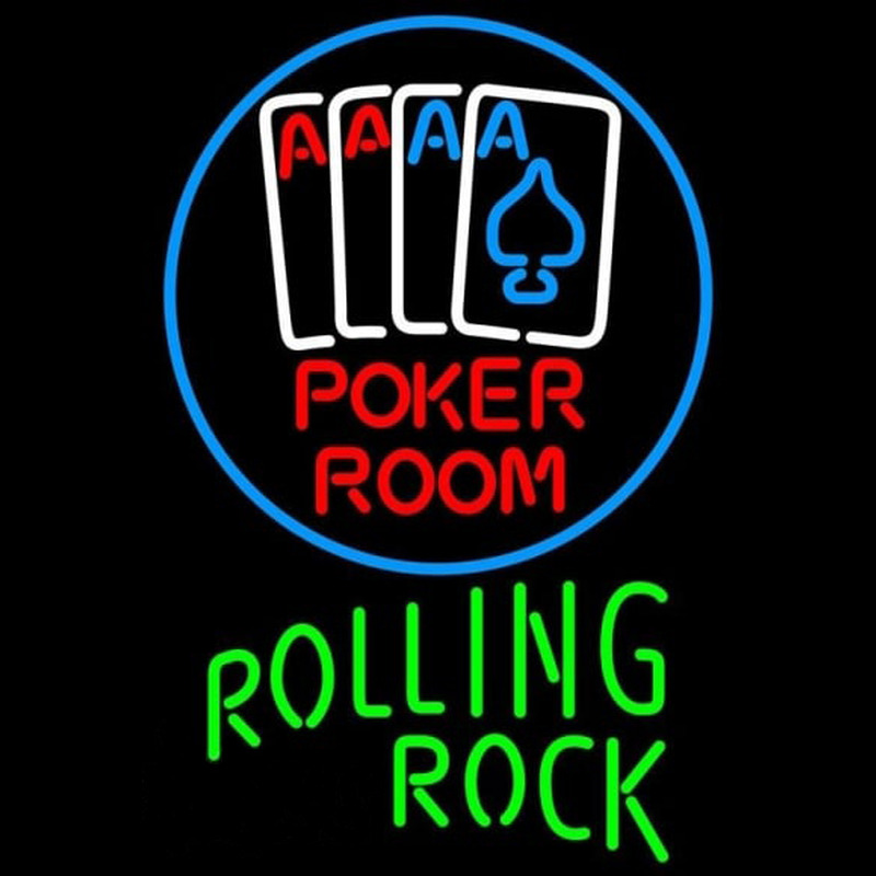 Rolling Rock Poker Room Beer Sign Neon Skilt