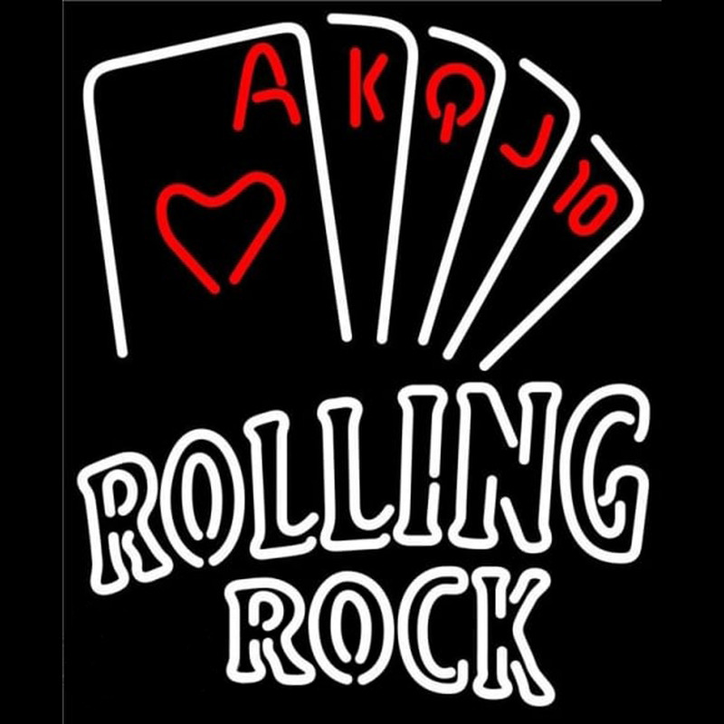 Rolling Rock Poker Series Beer Sign Neon Skilt