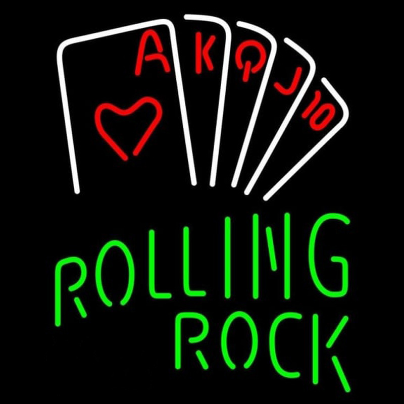 Rolling Rock Poker Series Beer Sign Neon Skilt