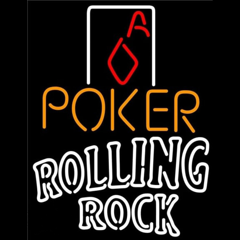 Rolling Rock Poker Squver Ace Beer Sign Neon Skilt