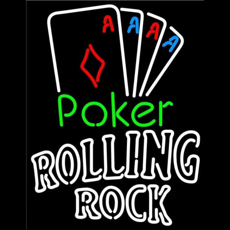 Rolling Rock Poker Tournament Beer Sign Neon Skilt