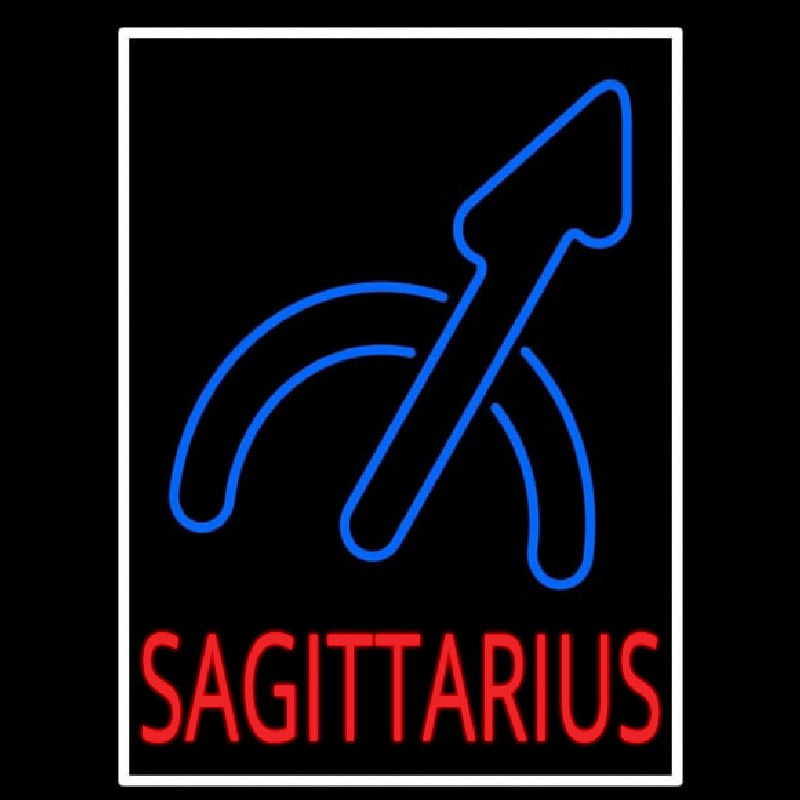 Sagittarius White Border Neon Skilt