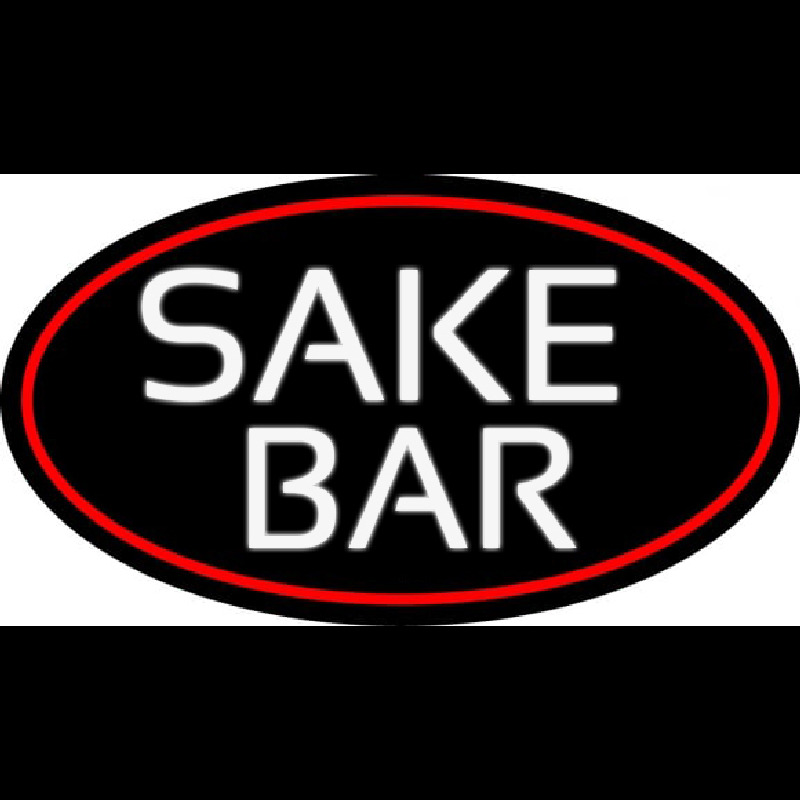 Sake Bar Oval With Red Border Neon Skilt