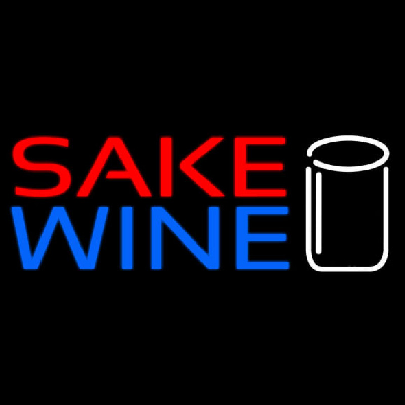 Sake Wine With Glass Neon Skilt