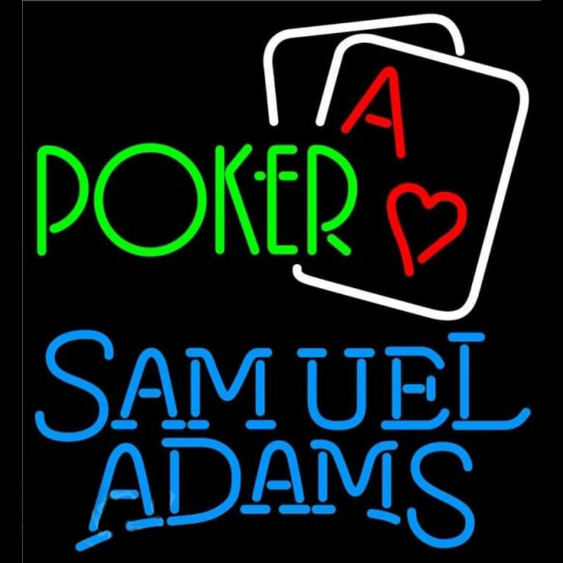 Samuel Adams Green Poker Beer Sign Neon Skilt