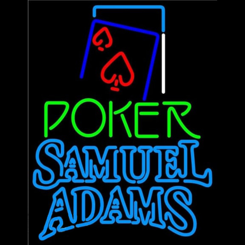 Samuel Adams Green Poker Red Heart Beer Sign Neon Skilt