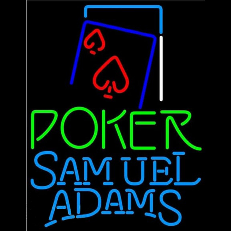 Samuel Adams Green Poker Red Heart Beer Sign Neon Skilt