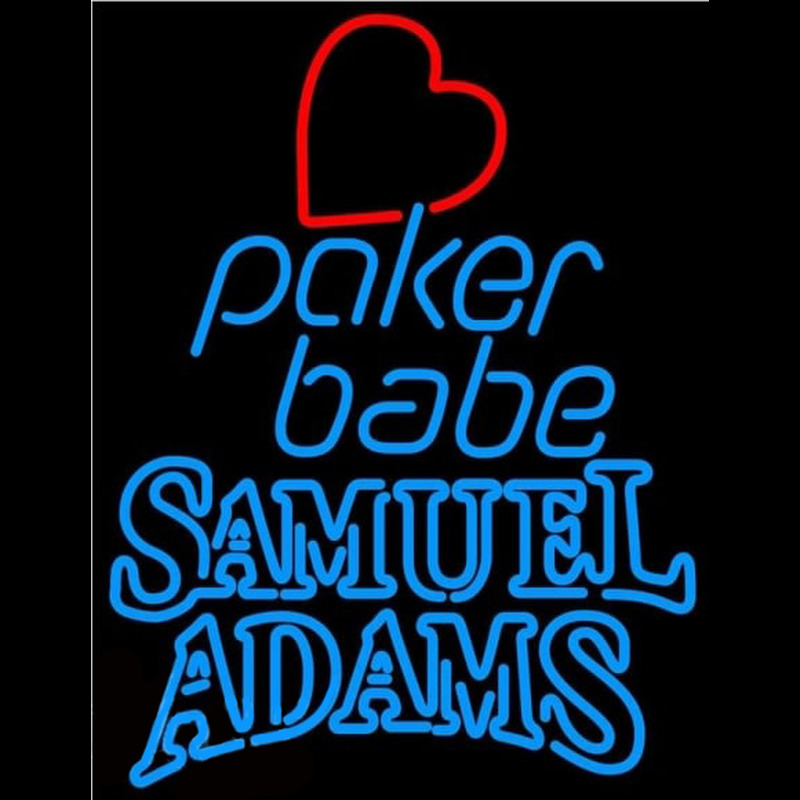 Samuel Adams Poker Girl Heart Babe Beer Sign Neon Skilt