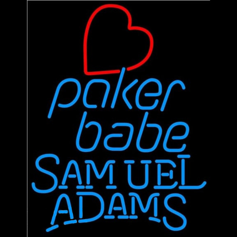 Samuel Adams Poker Girl Heart Babe Beer Sign Neon Skilt