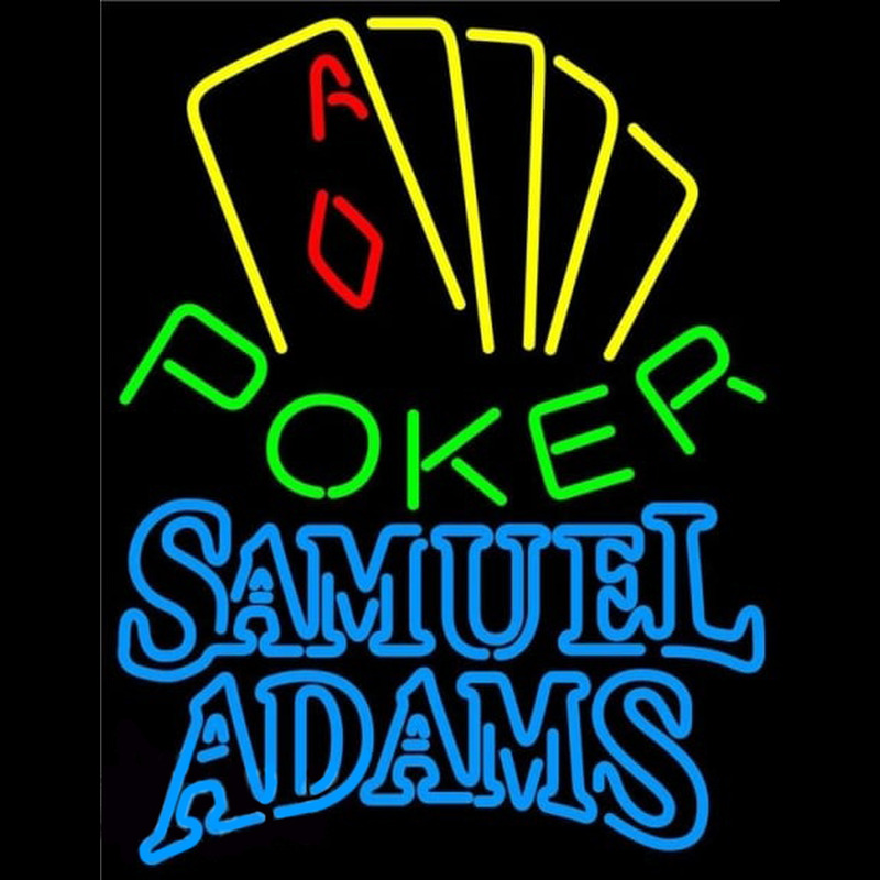 Samuel Adams Poker Yellow Beer Sign Neon Skilt