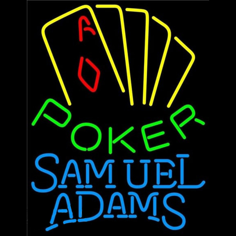 Samuel Adams Poker Yellow Beer Sign Neon Skilt