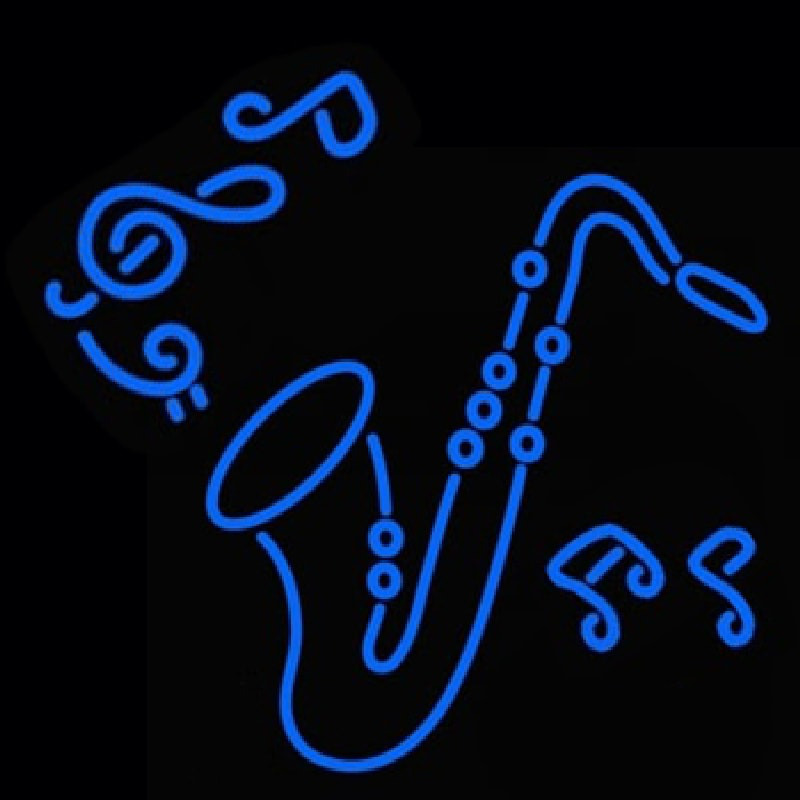 Saxophone With Music Neon Skilt