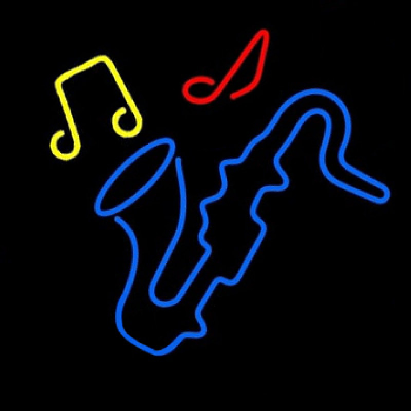 Saxophone With Musical Notes Neon Skilt