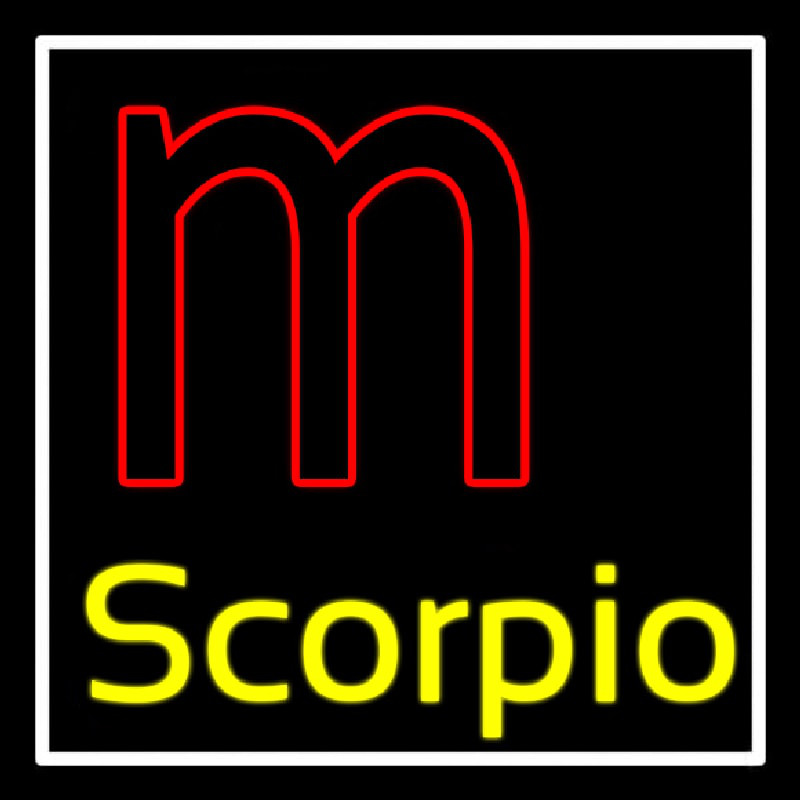 Scorpio Zodiac White Border Neon Skilt