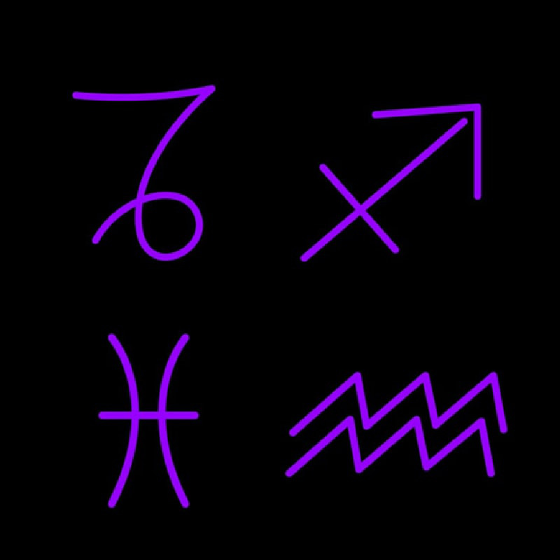 Set of Zodiac Sagittarius Capricorn Aquarius Pisces Neon Skilt