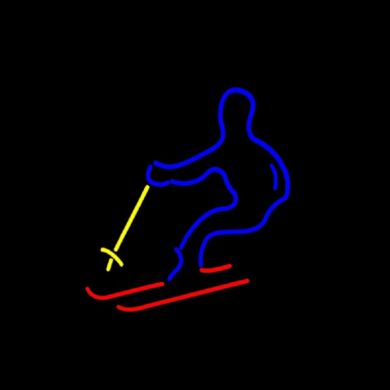 Skier with Logo Neon Skilt