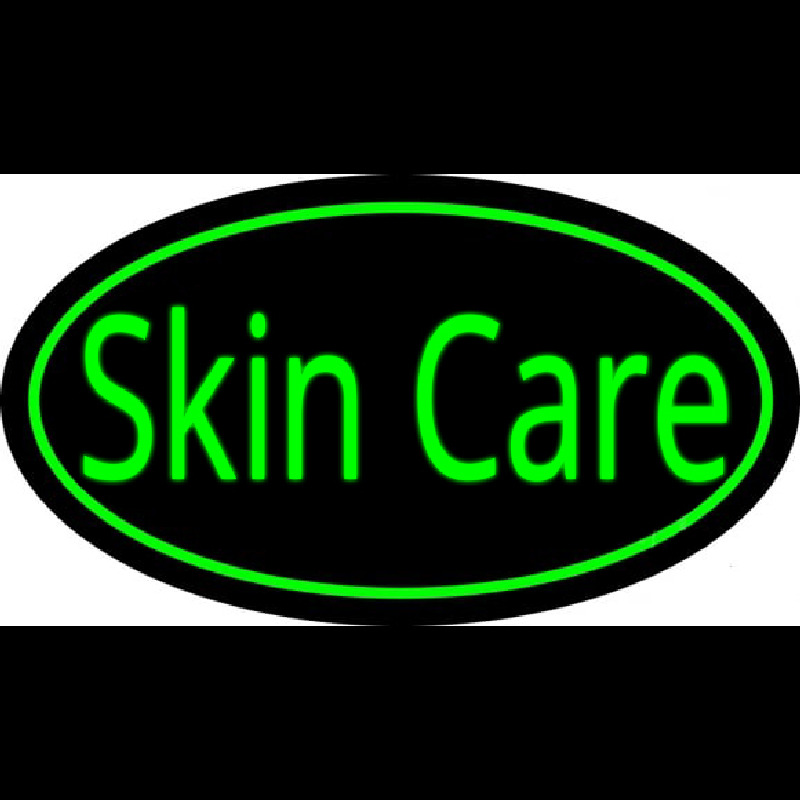 Skin Care Oval Green Neon Skilt