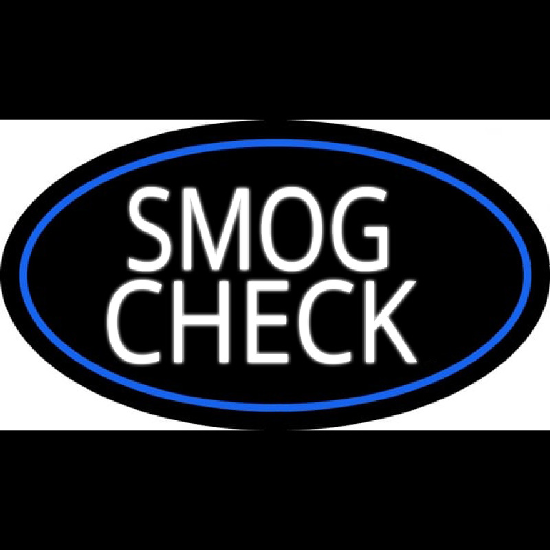 Smog Check Logo Blue Oval Neon Skilt