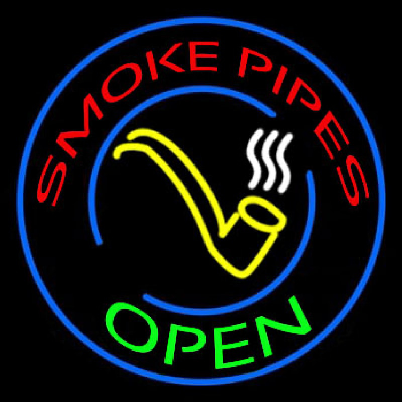 Smoke Pipes Open Circle Neon Skilt